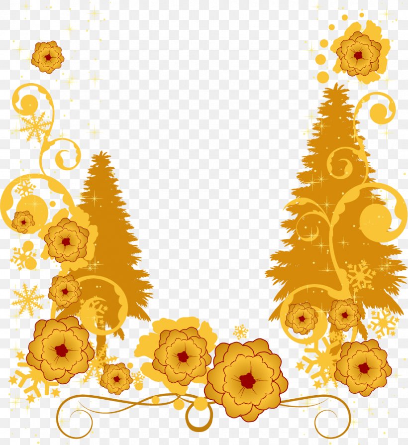 Yellow Illustration, PNG, 918x1001px, Yellow, Christmas Decoration, Christmas Tree, Floral Design, Floristry Download Free