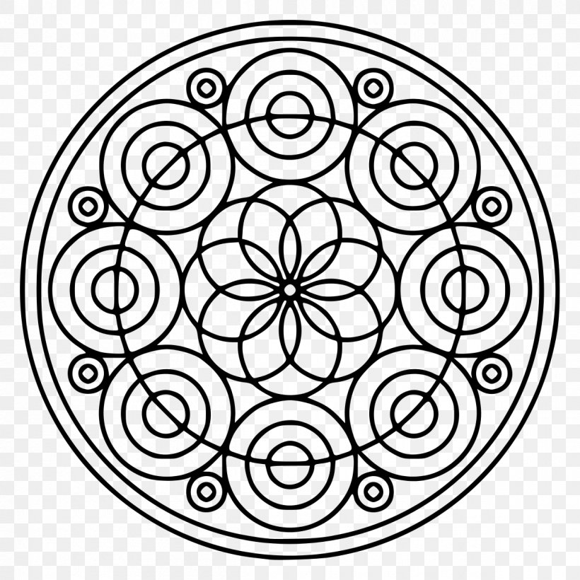 Mandala Coloring Book Circle Mehndi Sacred, PNG, 1200x1200px, Mandala, Area, Black And White, Color, Coloring Book Download Free