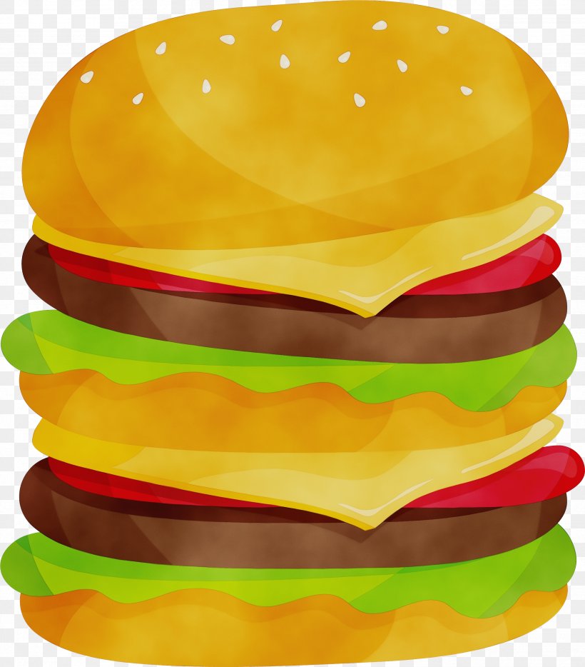 Hamburger, PNG, 2536x2890px, Watercolor, American Cheese, Cheeseburger, Fast Food, Finger Food Download Free