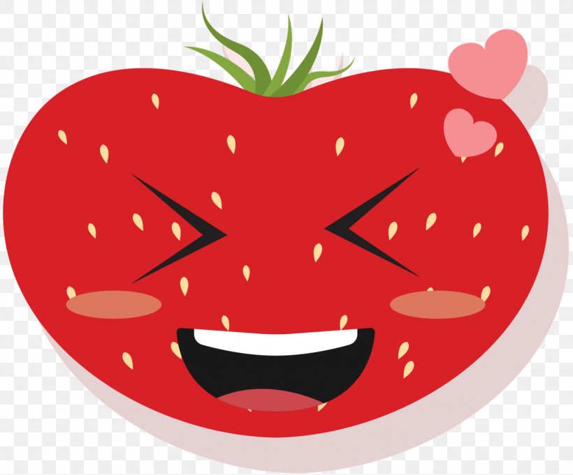 Tomato Strawberry Clip Art Illustration Heart, PNG, 1331x1106px, Tomato, Apple, Cartoon, Facial Expression, Food Download Free