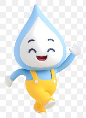Water Drop Mascot - Happy Blue Water Drop Mascot PNG