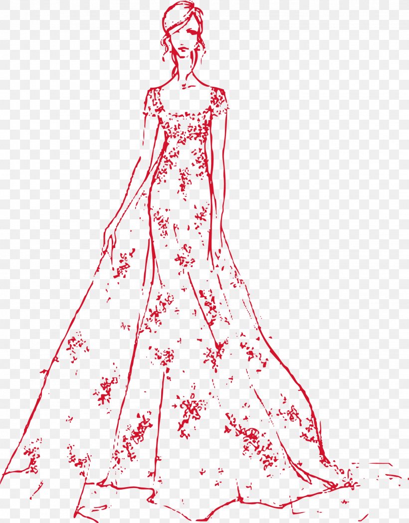 Drawing Fashion Wedding Dress Bride Sketch, PNG, 1846x2362px, Watercolor, Cartoon, Flower, Frame, Heart Download Free