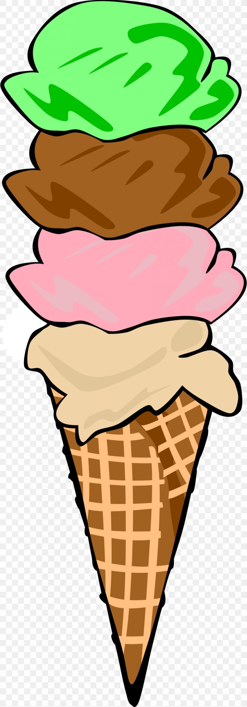 Ice Cream Cones Chocolate Ice Cream Clip Art, PNG, 840x2400px, Ice Cream Cones, Chocolate, Chocolate Ice Cream, Cone, Cream Download Free