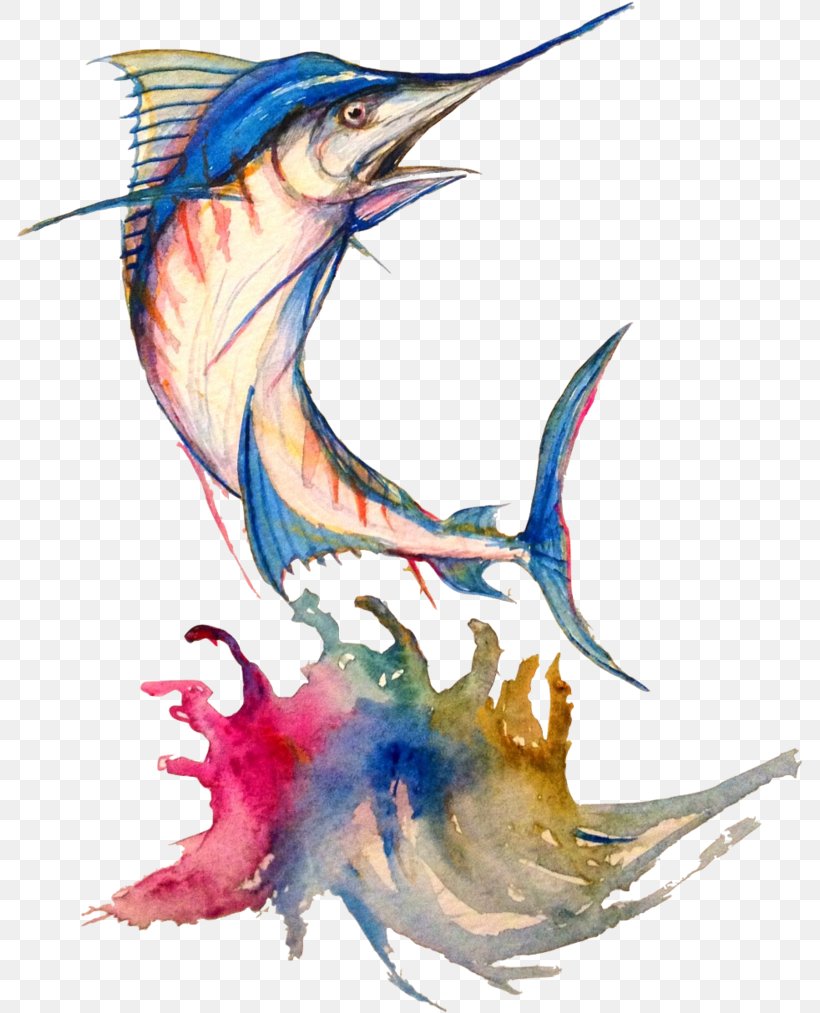 Art Watercolor Painting Drawing Atlantic Blue Marlin, PNG, 788x1013px, Art, Art Museum, Artist, Atlantic Blue Marlin, Beak Download Free