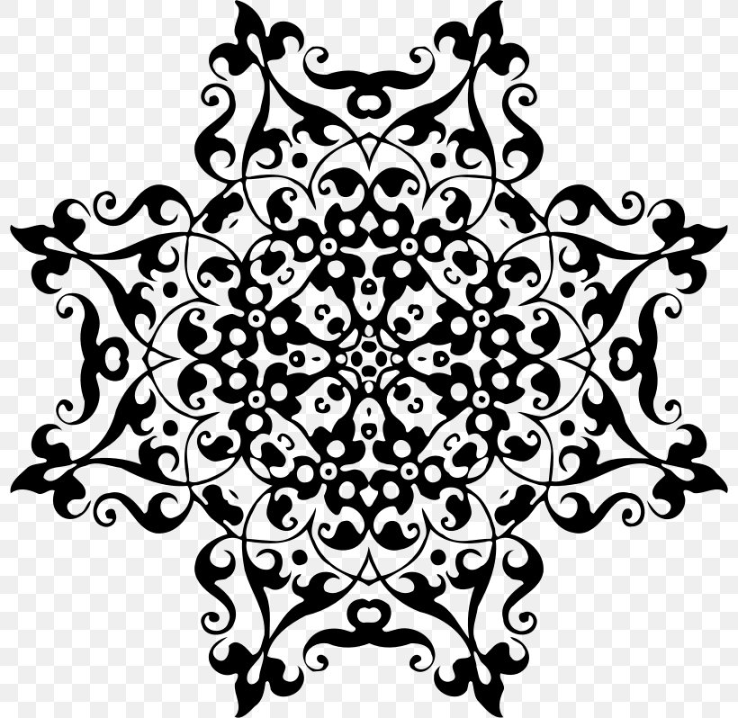 Black And White Shape Symmetry Pattern, PNG, 798x798px, Black And White, Abstraction, Black, Color, Flower Download Free