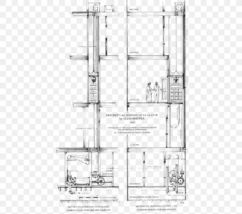 Elevator Building Counterweight Storey Pulley, PNG, 459x725px, Elevator, Artwork, Black And White, Building, Counterweight Download Free