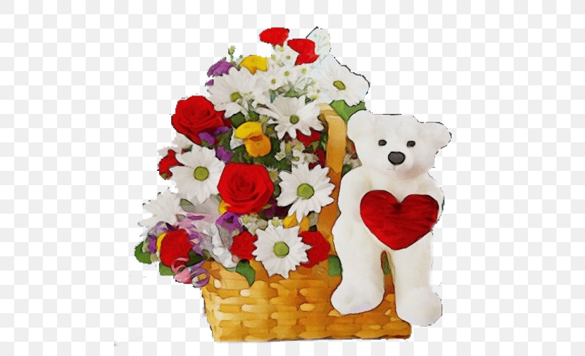 Teddy Bear, PNG, 500x500px, Watercolor, Animal Figure, Bouquet, Cut Flowers, Flower Download Free