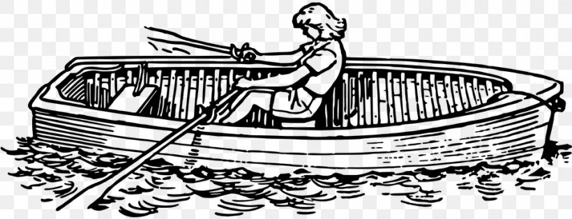 Book Black And White, PNG, 961x369px, Rowing, Boat, Boating, Canoe, Coloring Book Download Free