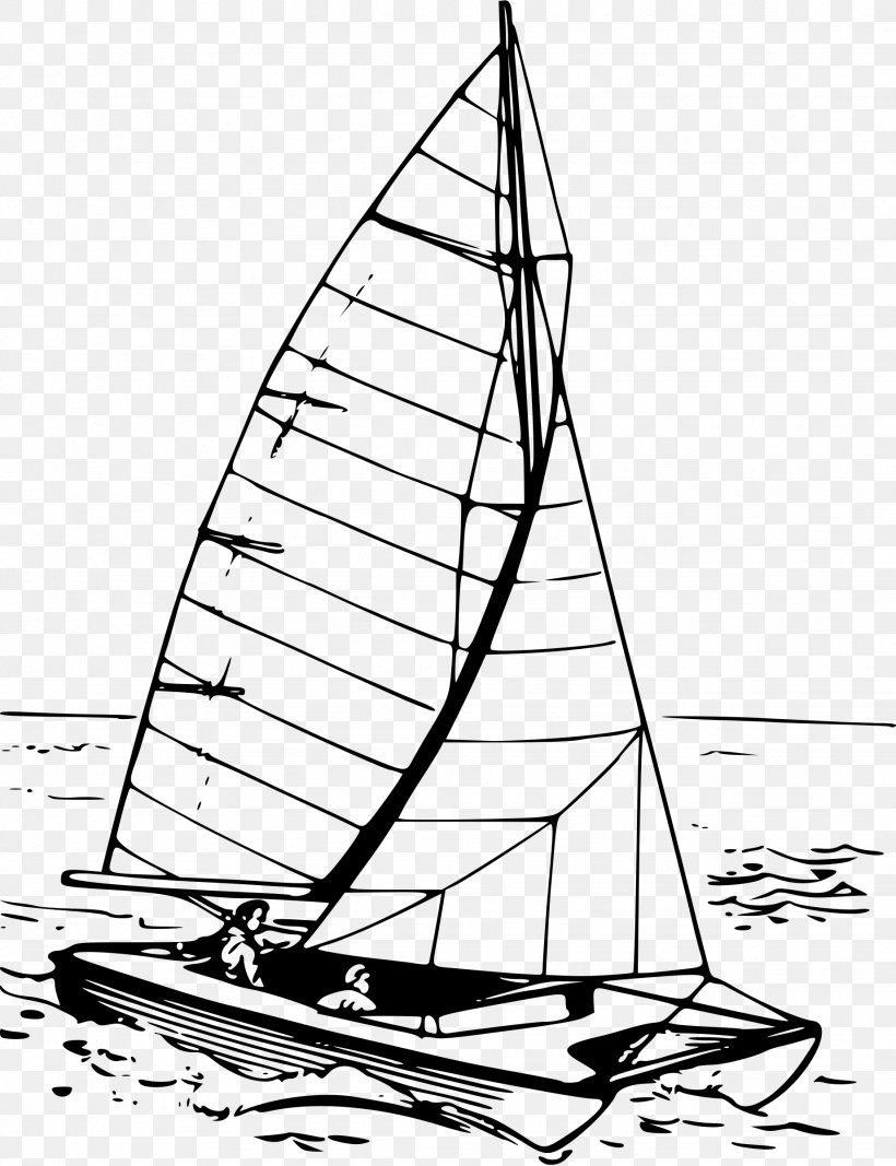 Catamaran Sailboat Clip Art, PNG, 1844x2400px, Catamaran, Area, Barque, Black And White, Boat Download Free