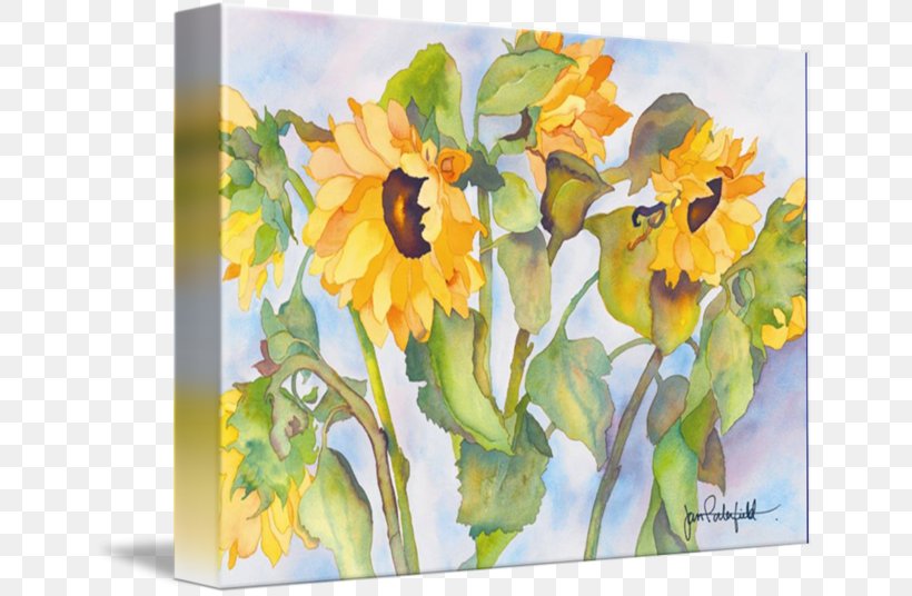 Floral Design Watercolor Painting Gallery Wrap Art Common Sunflower, PNG, 650x536px, Floral Design, Acrylic Paint, Art, Artwork, Canvas Download Free