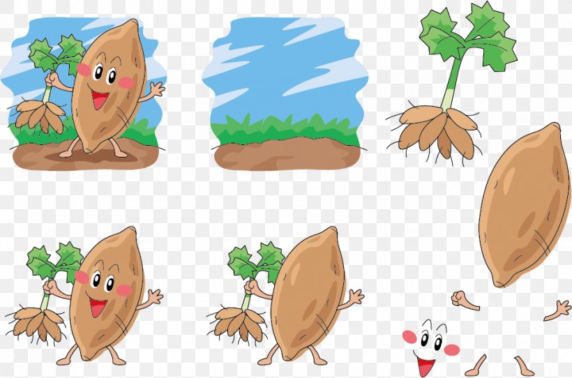 Roasted Sweet Potato Cartoon, PNG, 968x641px, Sweet Potato, Art, Cartoon, Food, Leaf Download Free
