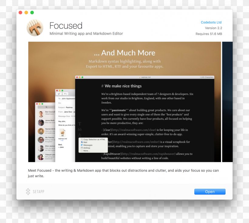 Markdown MacOS Setapp Text Editor App Store, PNG, 1708x1530px, Markdown, App Store, Brand, Computer Software, Downloadcom Download Free