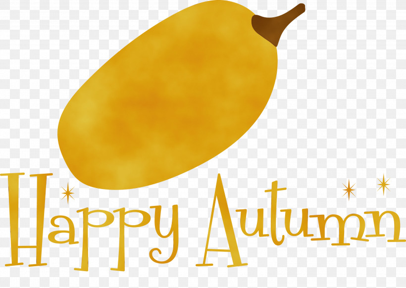 Logo Commodity Yellow Plant Fruit, PNG, 3000x2131px, Happy Autumn, Biology, Commodity, Fruit, Hello Autumn Download Free