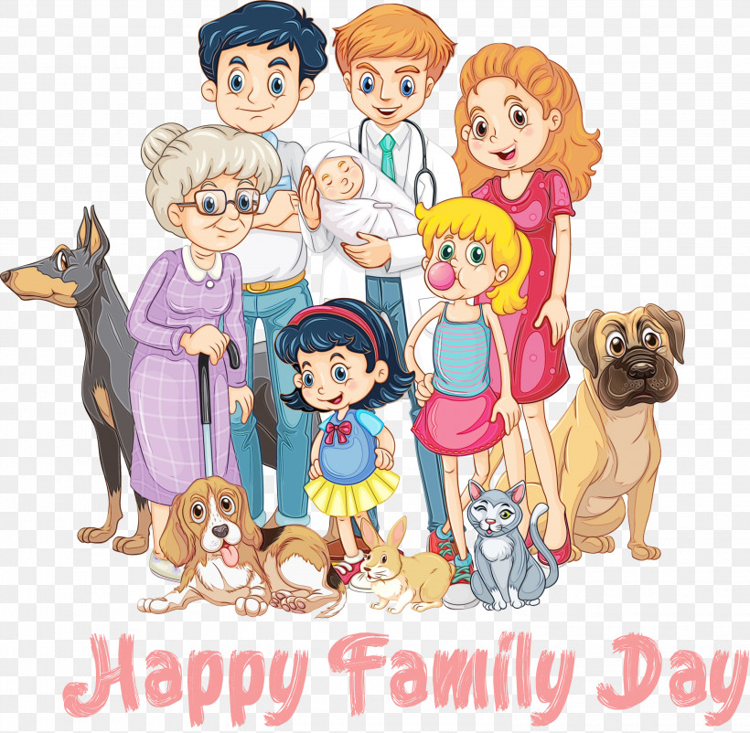 Cartoon Dog Puppy Love Fawn, PNG, 3000x2935px, Family Day, Cartoon, Dog, Fawn, Paint Download Free
