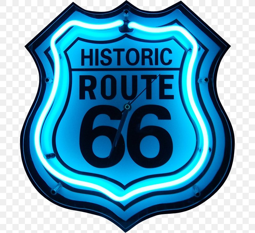 U.S. Route 66 Neon Sign Clock Neon Lighting, PNG, 691x749px, Us Route 66, Advertising, Area, Brand, Clock Download Free