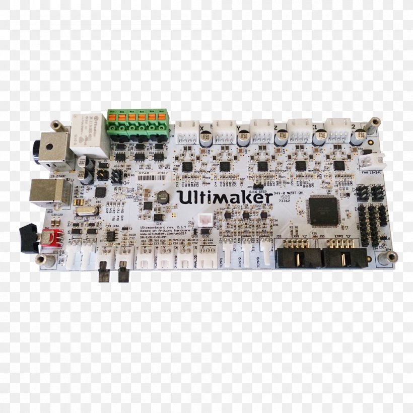 Ultimaker Electronics 3D Printing Motherboard Printed Circuit Board, PNG, 1000x1000px, 3d Printing, Ultimaker, Computer Component, Computer Hardware, Electronic Component Download Free