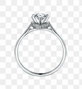Silver Ring With Diamond - Engagement Ring Diamond Clip Art PNG