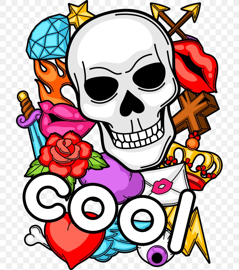 Vector Skull And Diamond Flower - Royalty-free Stock Illustration Symbol Illustration PNG