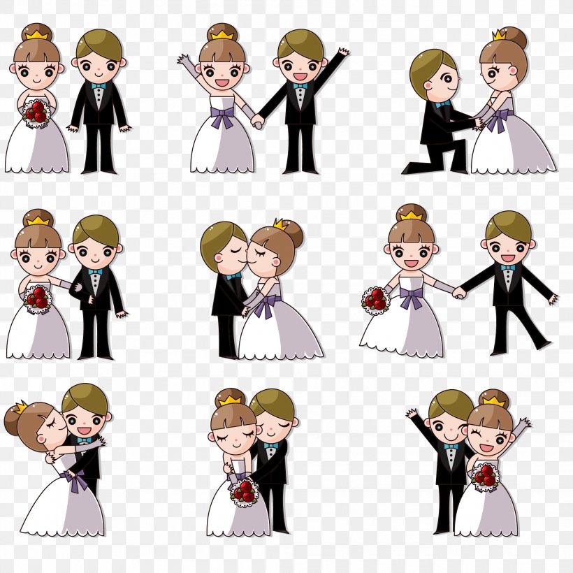 Wedding Invitation Cartoon Clip Art, PNG, 2083x2083px, Wedding Invitation, Bride, Bridegroom, Cartoon, Drawing Download Free