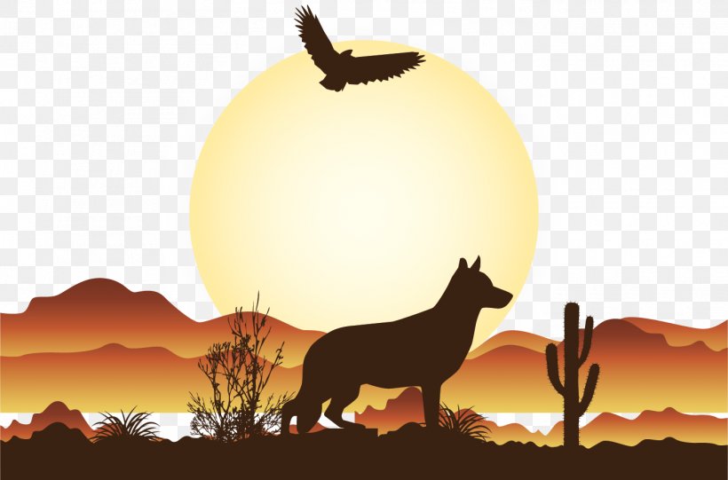 Euclidean Vector Desert Illustration, PNG, 1406x929px, Desert, Carnivoran, Cartoon, Dog Like Mammal, Fauna Download Free