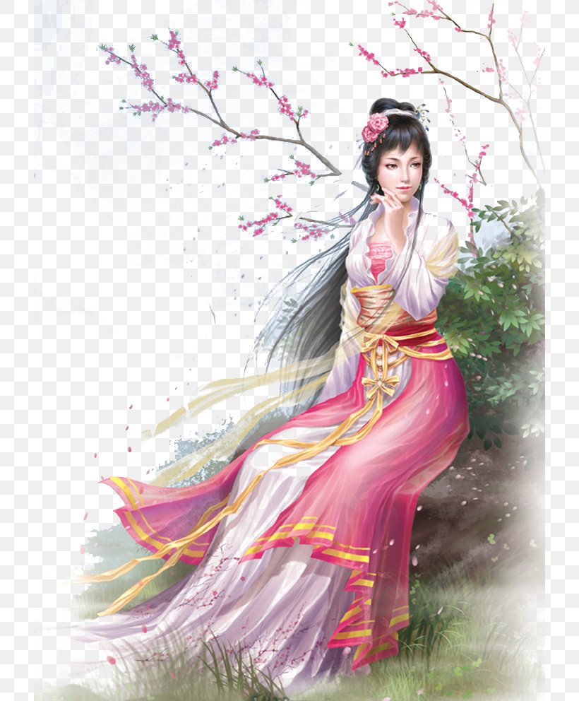 Lin Daiyu Dream Of The Red Chamber Xue Baochai Jia Baoyu Miaoyu, PNG, 724x992px, Watercolor, Cartoon, Flower, Frame, Heart Download Free