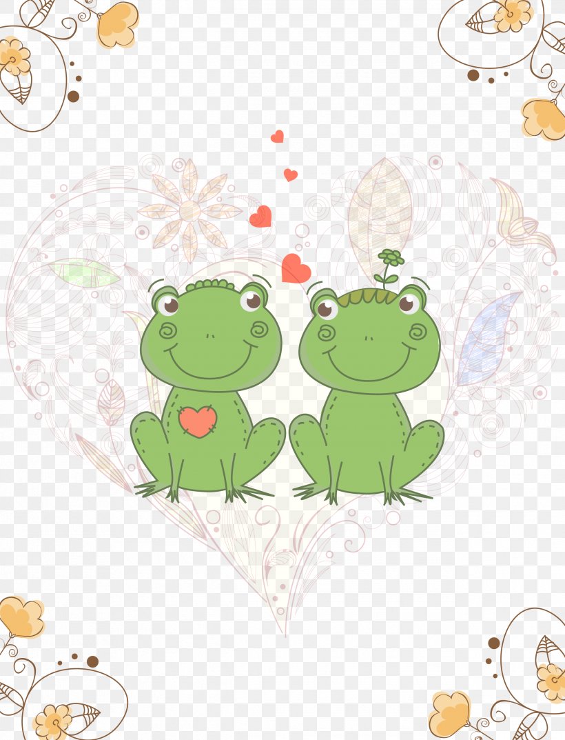 Frog Wedding Invitation Valentines Day Greeting Card Postcard, PNG, 2535x3319px, Frog, Amphibian, Area, Birthday, Cartoon Download Free
