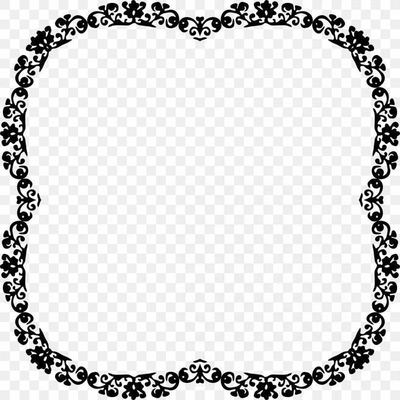 Borders And Frames Black And White Drawing Clip Art, PNG, 2332x2332px, Borders And Frames, Black, Black And White, Body Jewelry, Chain Download Free