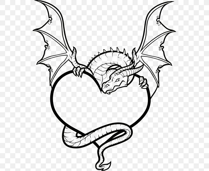 Drawing Dragon Heart Sketch, PNG, 564x670px, Drawing, Art, Artwork, Black And White, Broken Heart Download Free