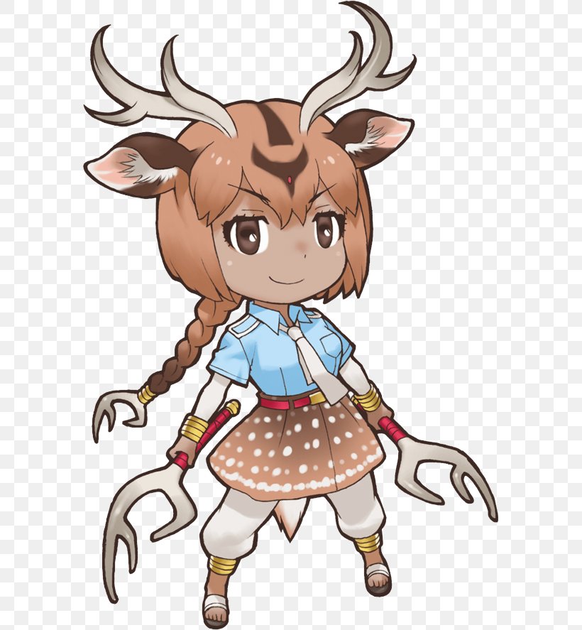 Kemono Friends Yezo Sika Deer Chital Fennec Fox, PNG, 587x887px, Watercolor, Cartoon, Flower, Frame, Heart Download Free