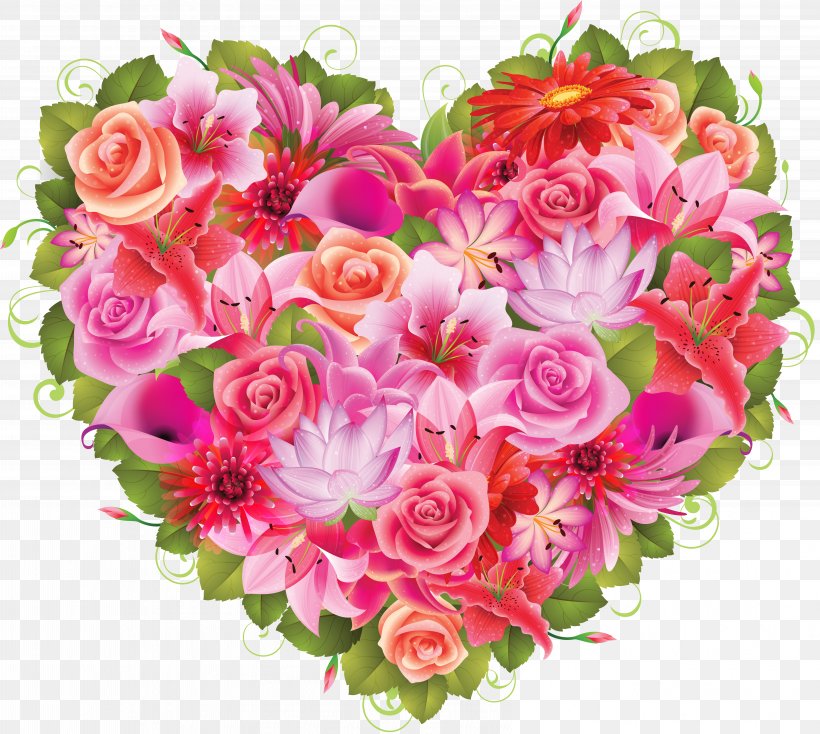 Flower Heart Valentine's Day Clip Art, PNG, 6543x5862px, Flower, Annual Plant, Artificial Flower, Cut Flowers, Floral Design Download Free