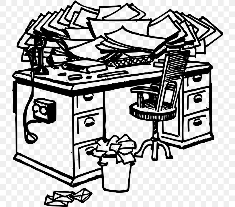 Desk Office Clip Art, PNG, 736x720px, Desk, Art, Artwork, Black And White, Drawing Download Free