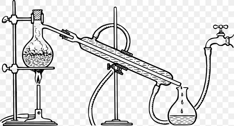 Distillation Distilled Water Chemistry Separation Process Chemical Substance, PNG, 2400x1301px, Distillation, Auto Part, Black And White, Chemical Change, Chemical Substance Download Free