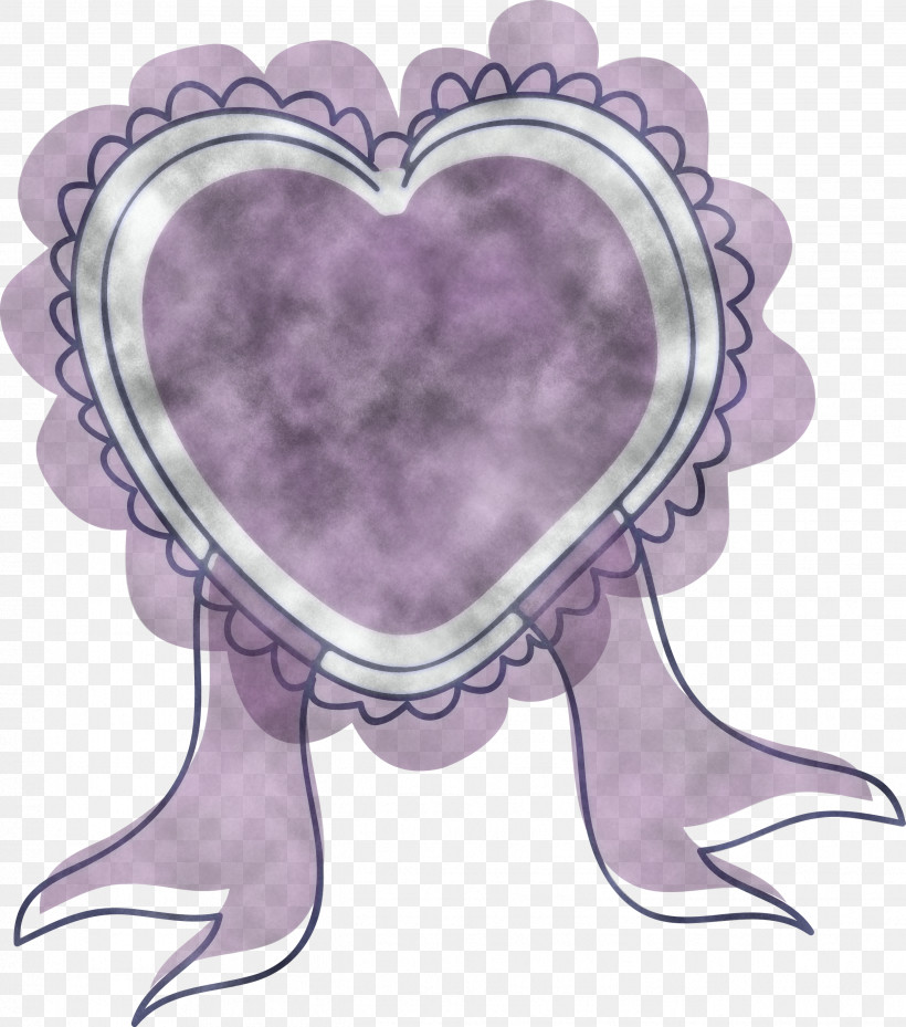 Adorable Frame, PNG, 2646x3000px, Adorable Frame, Cartoon, Heart, M095, Purple Download Free