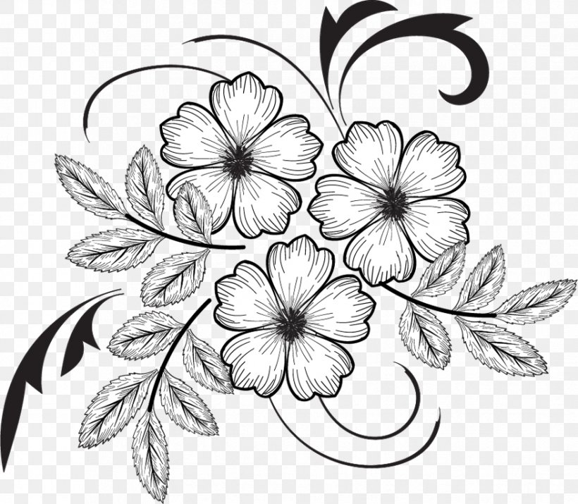 Floral Design Drawing Pattern, PNG, 877x765px, Floral Design, Artwork, Black And White, Cut Flowers, Drawing Download Free