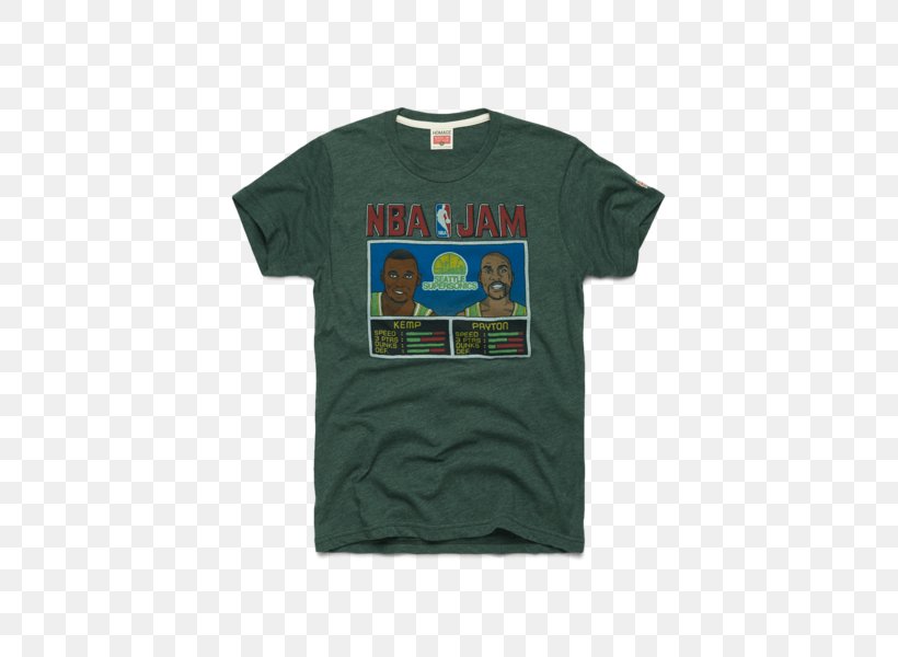 T-shirt NBA Jam Seattle Supersonics Charlotte Hornets, PNG, 600x600px, Tshirt, Active Shirt, Arcade Game, Brand, Brooklyn Nets Download Free