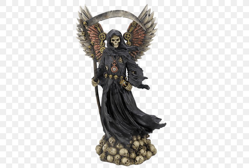 Death Santa Muerte Statue Grim Steampunk, PNG, 555x555px, Death, Angel, Art, Figurine, Grim Download Free