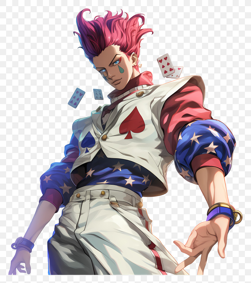 Hisoka Morow - Anime Magician With Playing Cards PNG