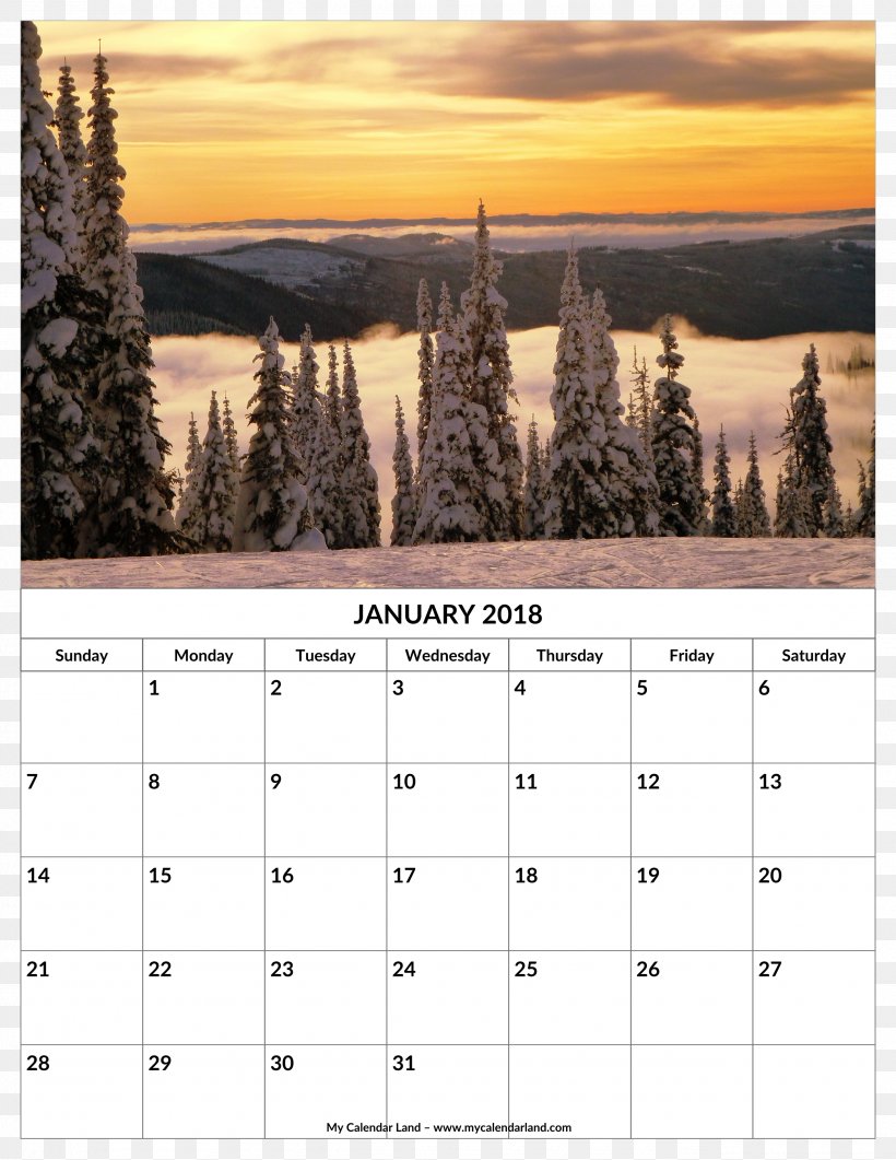 Sunrise Calendar Sky Landscape Cloud, PNG, 2550x3300px, 2018, Sunrise, Calendar, Cloud, Dawn Download Free