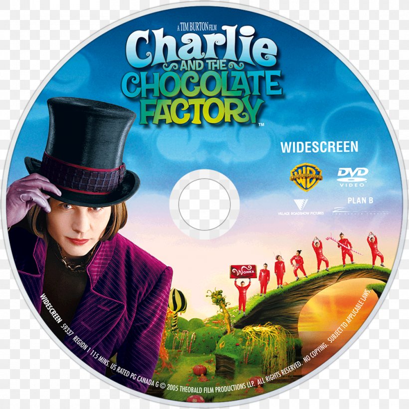 Charlie And The Chocolate Factory Willy Wonka DVD Johnny Depp, PNG, 1000x1000px, 2005, Charlie And The Chocolate Factory, Candy, Chocolate, Compact Disc Download Free