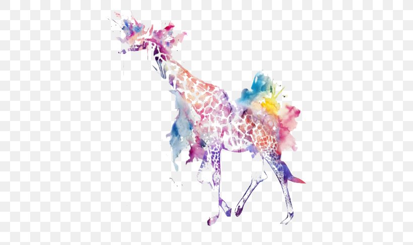 Giraffe Watercolor Painting Illustration, PNG, 550x486px, Giraffe, Art, Chicken, Drawing, Giraffidae Download Free