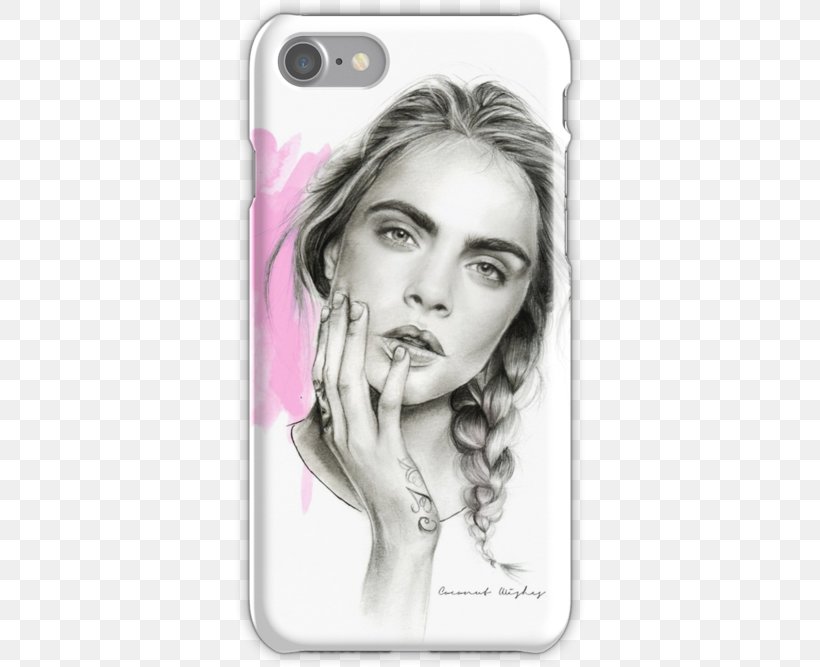 Cara Delevingne IPhone 4S IPhone 7 IPhone 6 IPhone X, PNG, 500x667px, Cara Delevingne, Apple, Beauty, Black And White, Drawing Download Free