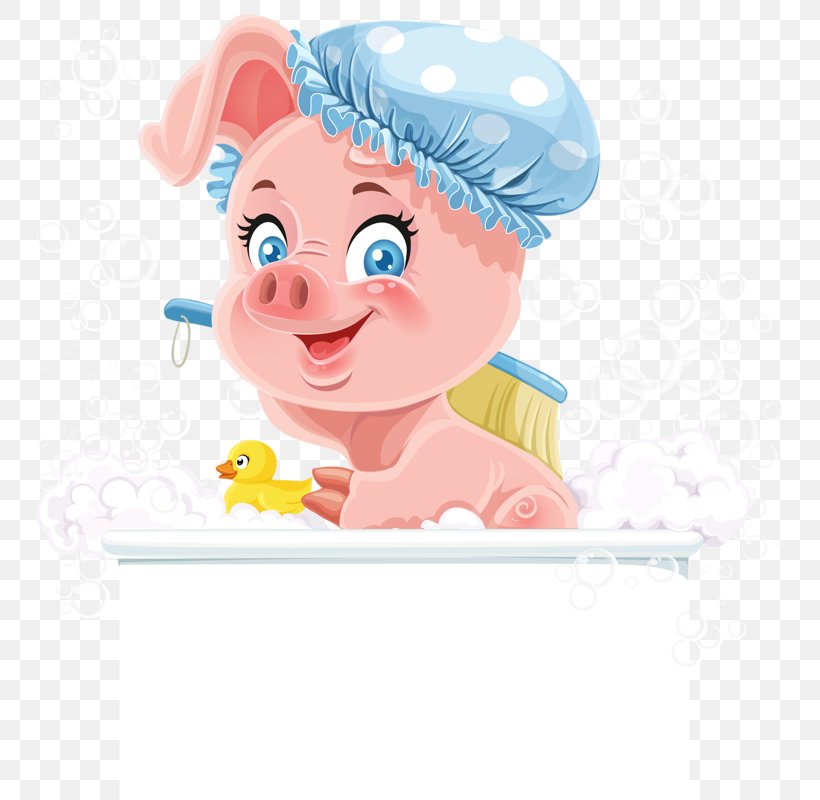 Domestic Pig Bathtub Bathing Clip Art, PNG, 748x800px, Watercolor, Cartoon, Flower, Frame, Heart Download Free