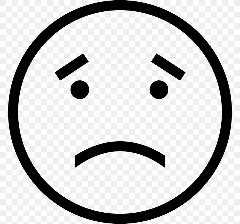 Emoticon Smiley Sadness Clip Art, PNG, 766x766px, Emoticon, Area, Black And White, Crying, Drawing Download Free