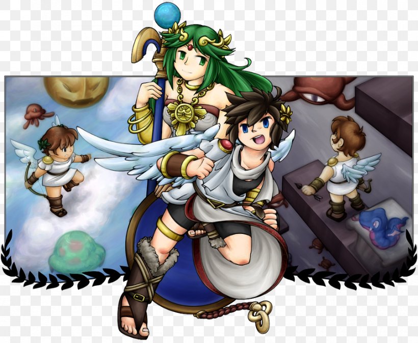 Kid Icarus: Uprising Kid Icarus: Of Myths And Monsters Medusa Super Smash Bros. Brawl, PNG, 900x739px, Watercolor, Cartoon, Flower, Frame, Heart Download Free
