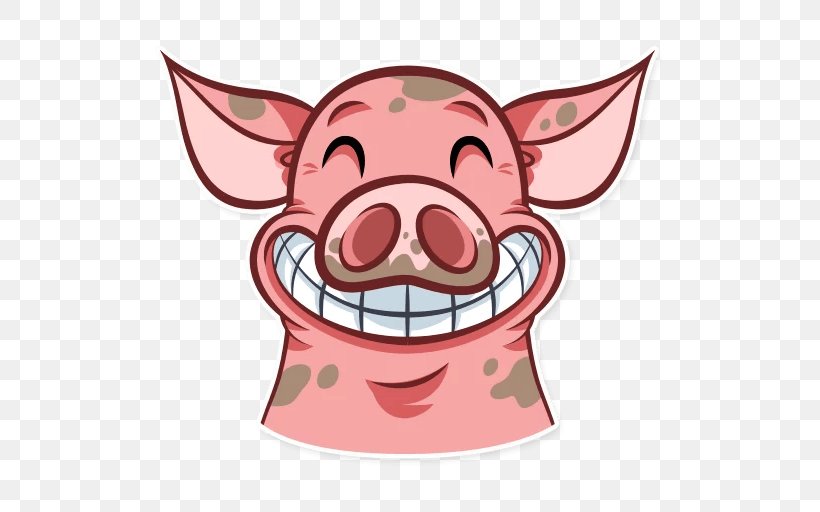 Pig Sticker Telegram Пикабу Homunculus Loxodontus, PNG, 512x512px, Pig, Emoji, Face, Facebook Messenger, Fictional Character Download Free