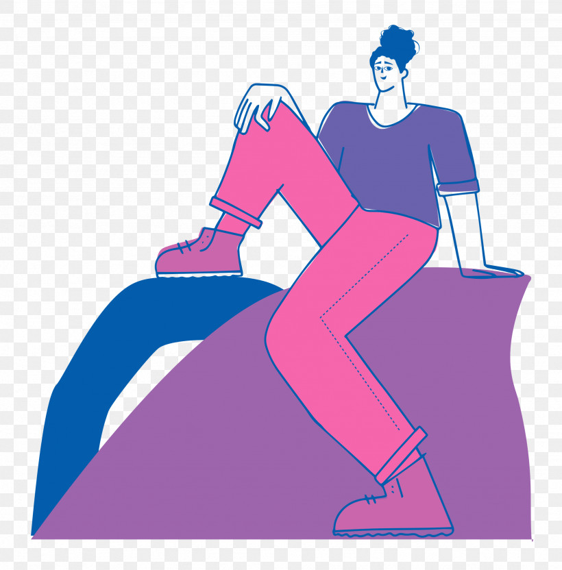 Sitting On Rock, PNG, 2462x2500px, Cartoon, Character, Clothing, Line, Pink Download Free