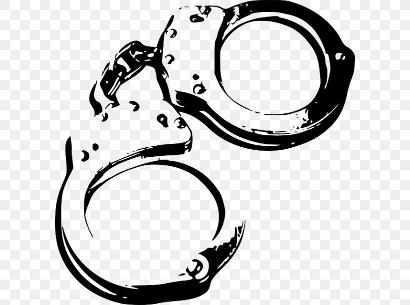 Handcuffs Police Clip Art, PNG, 600x611px, Handcuffs, Arrest, Artwork, Auto Part, Black And White Download Free