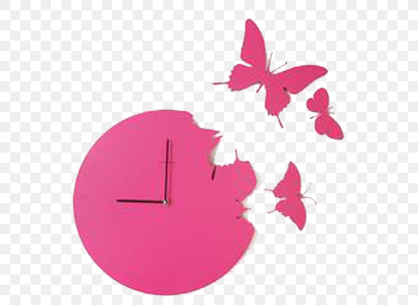 Clock Butterfly Clip Art, PNG, 600x600px, Clock, Butterfly, Color, Designer, Magenta Download Free