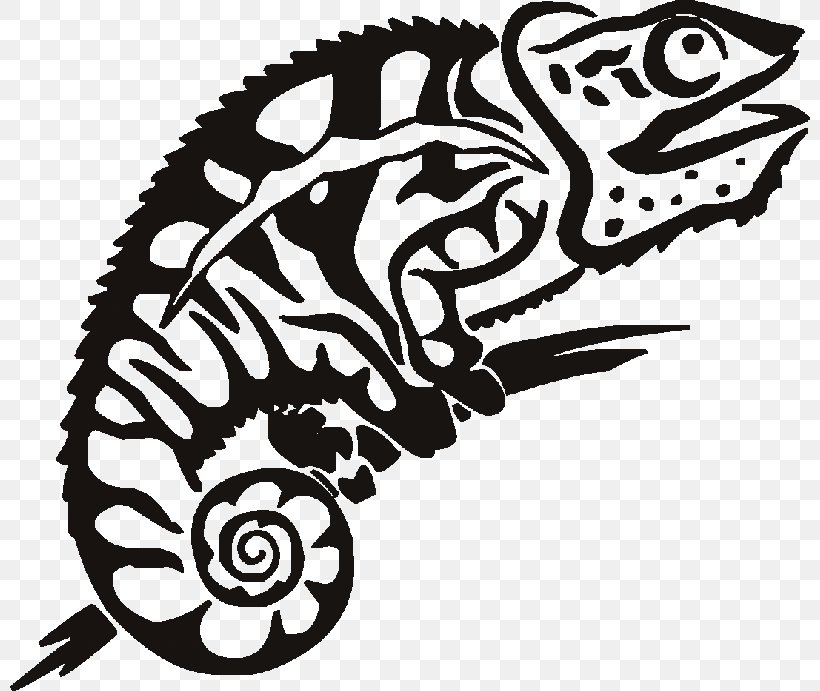 Chameleons Tattoo Lizard Reptile Tribal Chameleon, PNG, 800x691px, Chameleons, Art, Artwork, Black And White, Blackandgray Download Free