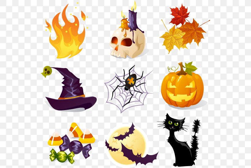 Halloween Clip Art, PNG, 555x548px, Halloween, Calabaza, Clip Art, Flower, Flowering Plant Download Free